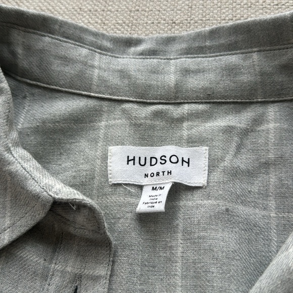 Hudson North, M, cotton button up shirt gray/white - Picture 2 of 5